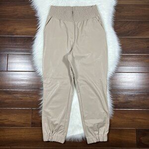 Commando Women's Size Medium Sand Tan Faux Leather Jogger‎ Pants